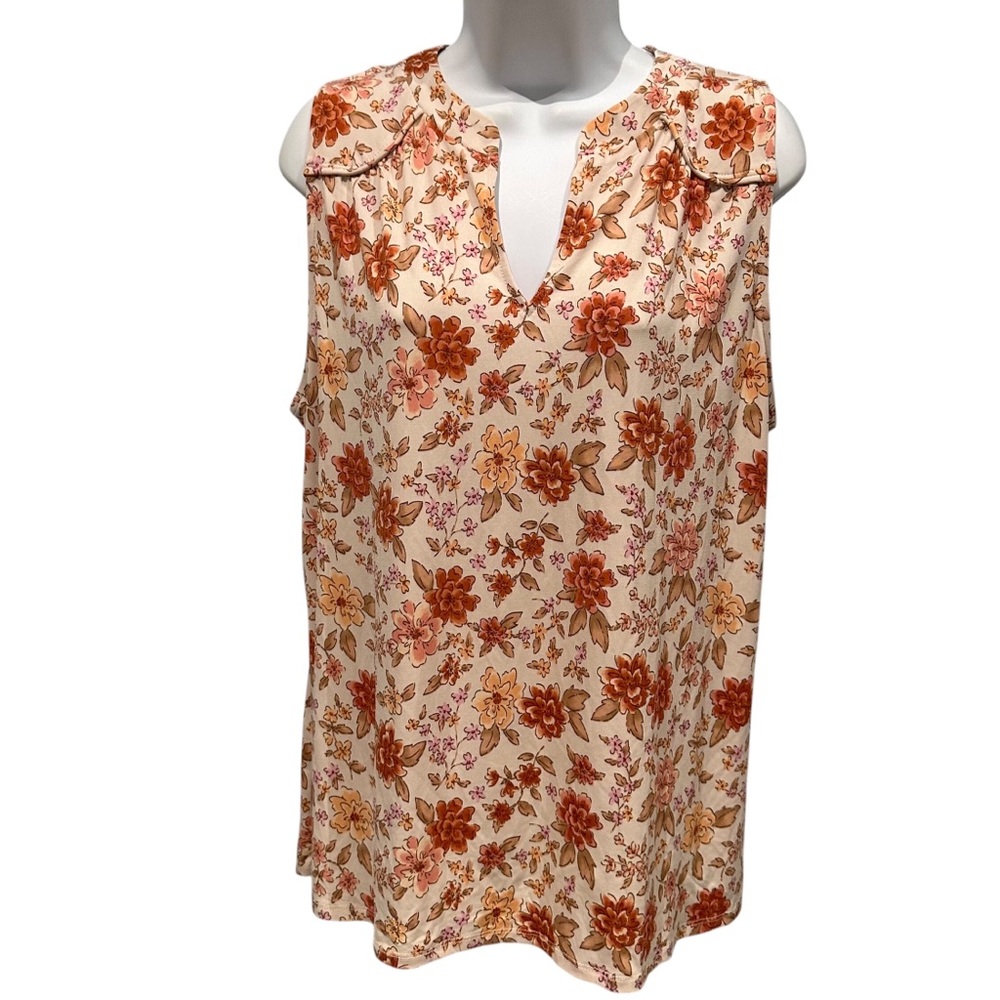 Beacon Apparel Floral Tank Top Size XL NWOT
